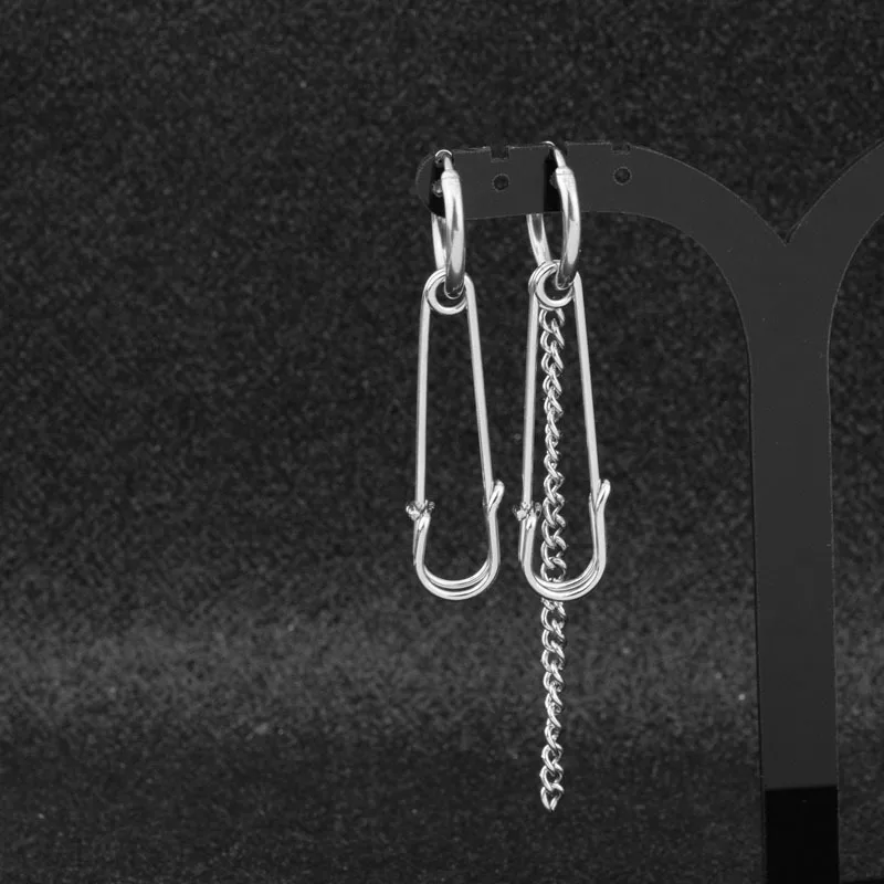 Idol KPOP DNA, корейские серьги-гвоздики из нержавеющей стали, длинная цепочка, для мужчин и женщин, рок-Рэп, гранж, хипстер, панк, унисекс, клипса для ушей, ювелирное изделие