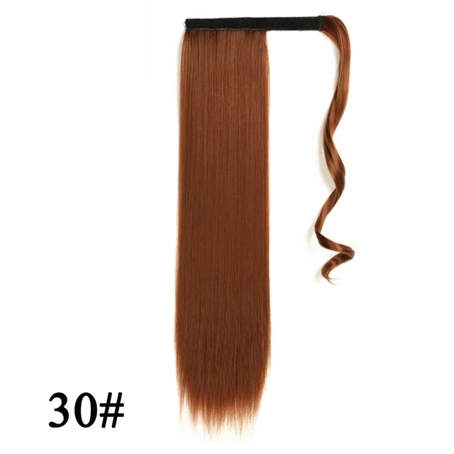 Leeons 20'' Synthetic Ponytail Hair pieces Heat Resistant Fiber Straight Ribbon Clip In Hair Extension 21 colors Brown Black 30