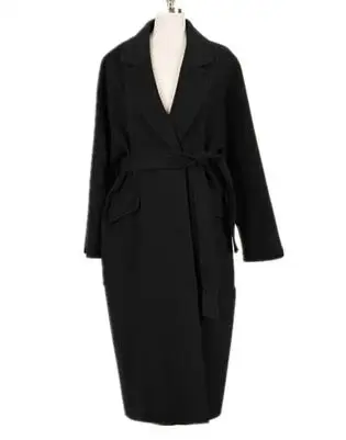 Женские пальто GETSPRING из шерсти, женские зимние пальто, женское экстрадлинное пальто в стиле ретро, с поясом, шерстяное пальто, пальто больших размеров - Цвет: black