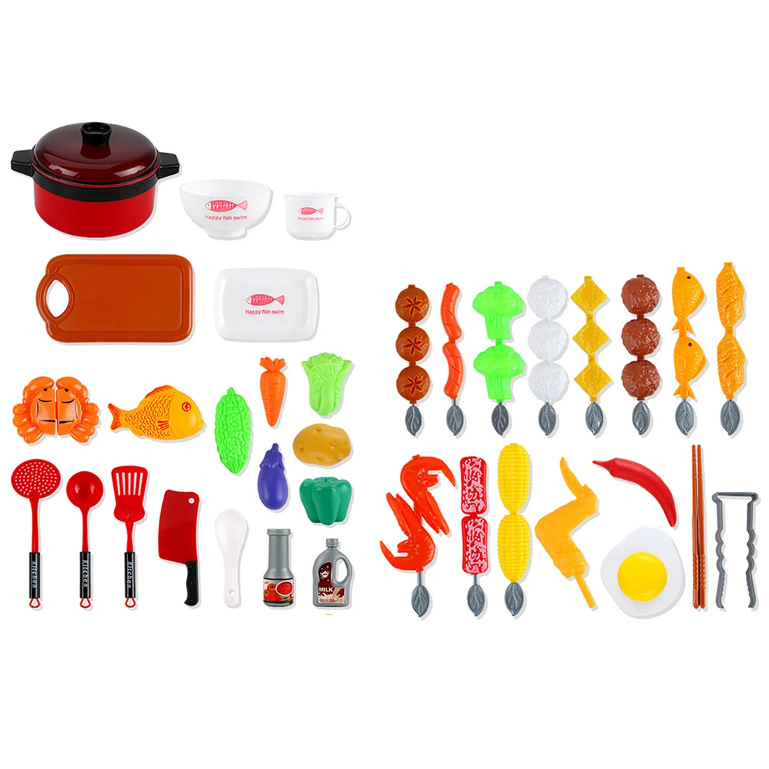 

New 41Pcs Children Pretend Play Set Simulation Skewers BBQ Hot Pot Toy - White/Red