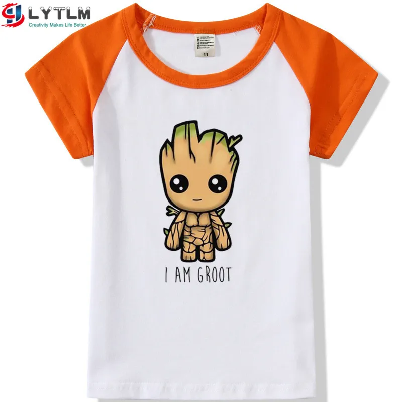 LYTLM 14 лет XXX Groot футболка для мальчиков Camisetas Мстители футболка для девочек футболки для мальчиков 12 лет топы для маленьких девочек Raglans детская одежда - Цвет: DX Raglan Orange