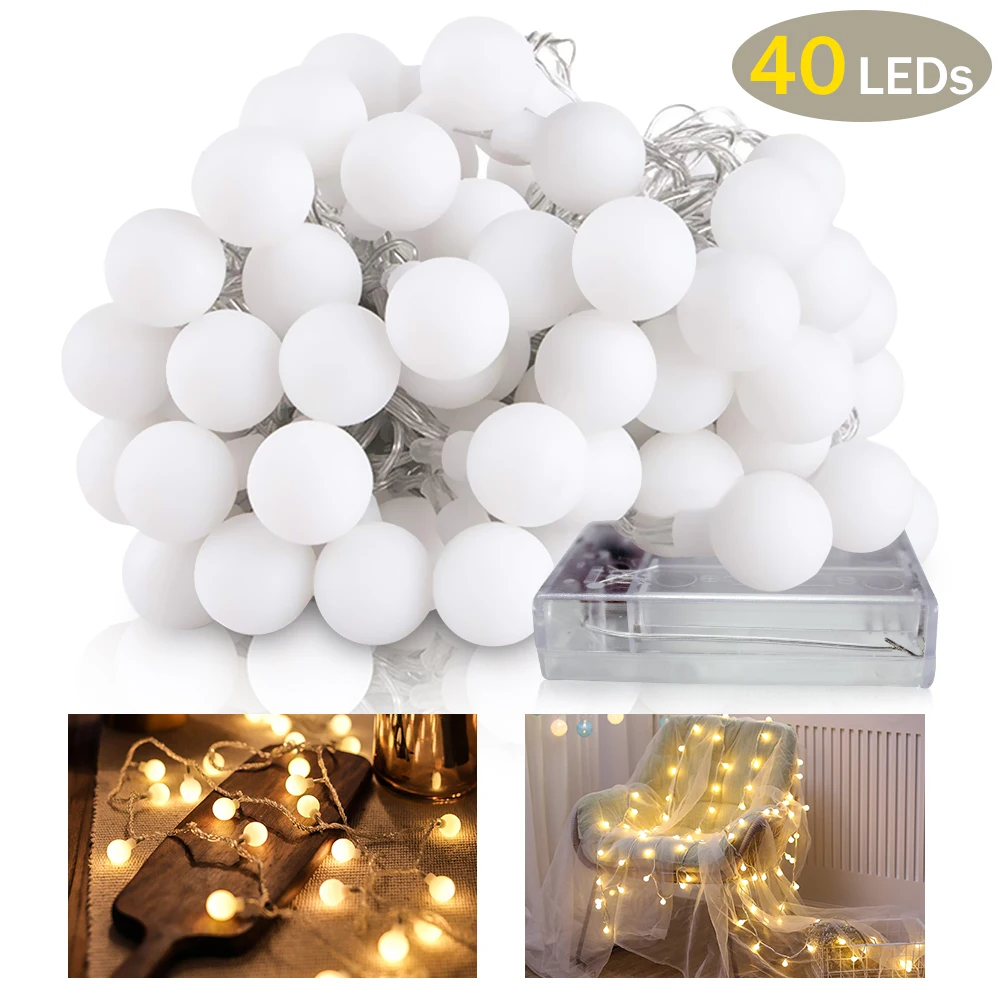 

AIR&TREE-D 6M/20FT LED Ball String Lights Waterproof for Christmas Tree Wedding Home Indoor Decoration Battery Powered