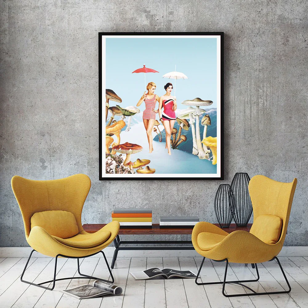 Pretty Woman And Mushrooms Fashion Canvas Painting Poster and Print Wall Art Picture Nordic Modern Living Room Decoration | Дом и сад