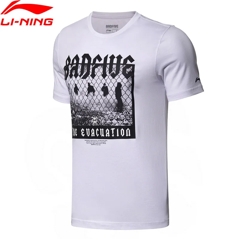 (Код Break) Li Ning Мужская баскетбольная футболка BAD FIVE 100% хлопок дышащая подкладка li