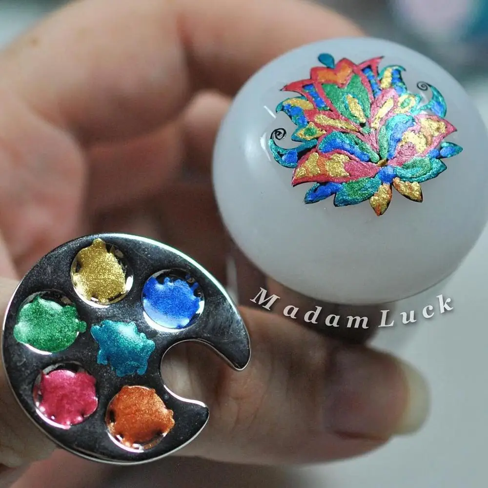 

1pc Nail Palette Display Stainless Steel Mini Ring Palette Display Mixing Acrylic UV Gel Polish Painting Color Tool Nail Palette