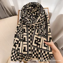 Autumn and Winter New Double-sided Imitation Cashmere Net Red Long Bib Scarf Ladies Thick Warmth Big Shawl Dual-use Cloak