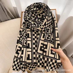 Autumn and Winter New Double-sided Imitation Cashmere Net Red Long Bib Scarf Ladies Thick Warmth Big Shawl Dual-use Cloak