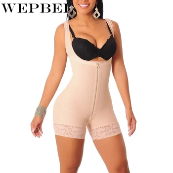 

WEPBEL Plus Size Fajas Leg Shapewear with Zipper Women Slimming Sauna Suit Neoprene Underbust Bodysuit Waist Trainer Body Shaper
