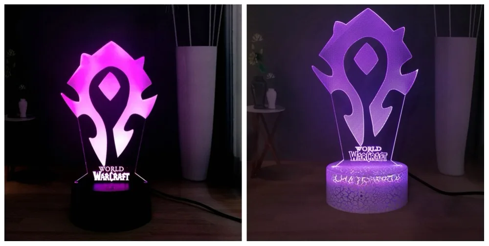 Игра Прохладный WOW World of Warcraft Племенной знаки 3D Иллюзия прикроватная лампа RGB светодиодный 7 цветов USB светодиодный ночной Светильник Детский праздник