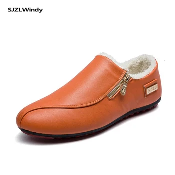 

Sports Driving Shoes Men's Flat Non-Slip Casual Shoes Ltalian Plus Velvet Flat Shoes 2019 Winter Keep Warm Men's Pea Soft Shoes