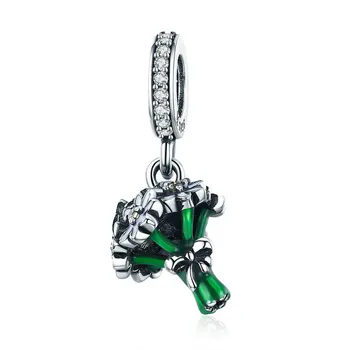 

Qikaola Romantic 925 Sterling Silver Daisy Flower Green Color Enamel Pendant Charms fit Women Bracelets jewelry Making CMC774
