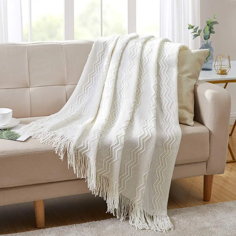 

Throw Blanket Textured Solid Soft Bed Throw Rug Throws For Sofa Couch Decorative Knitted Blanket