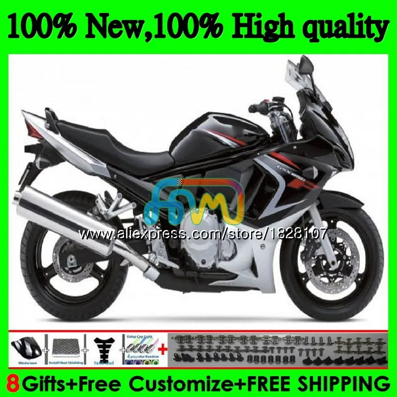 650 комплект для SUZUKI GSXF 650 GSX650F 08 черный серебристый 09, 10, 11, 12, 13, 14, 45BS. 7 GSXF650 2008 2009 2010 2011 2012 2013 обтекатель