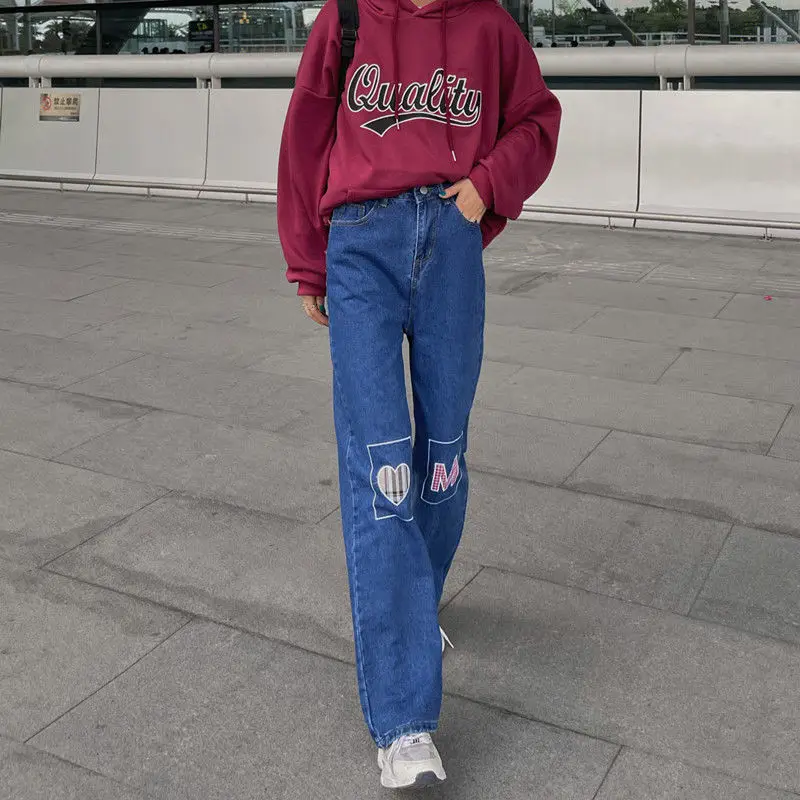 topshop jeans CMETAY Women Jeans Casual High Waist Loose BF Streetwear Fashion Wide Leg Pants Spring Wild Vintage Denim Trousers Capris 2022 blue jeans