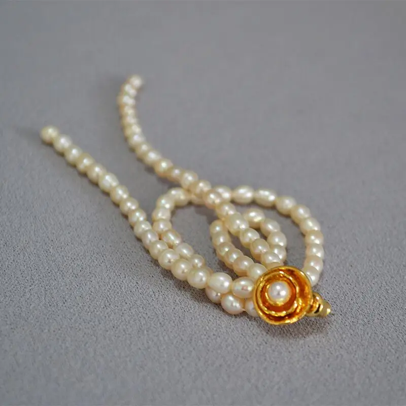 Natural Freshwater Pearl Dangle Earrings Cluster Gold Statement Wedding Party Vintage Jewelry for Women Girls