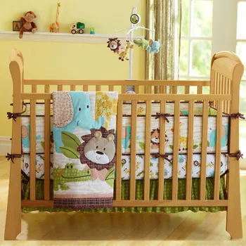 

7Pcs/Set Baby Bedding Crib Cot Quilt Set Nursery Bumper Sheet Dust Ruffle Blanket Safety Cotton Baby Bedding Set Washable