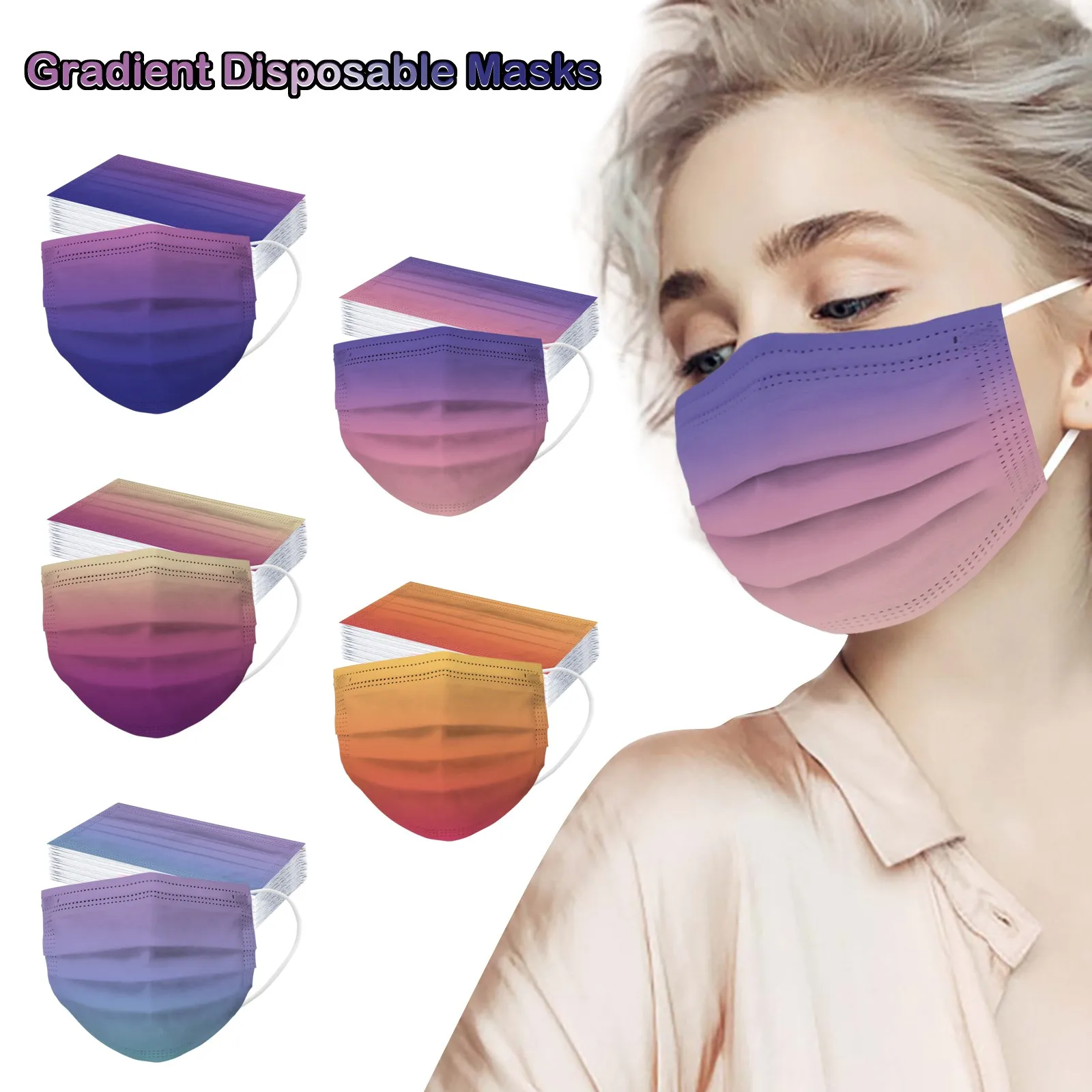 Face Mask Adult 10/50pcs Disposable 3-ply Non-woven Face Mask