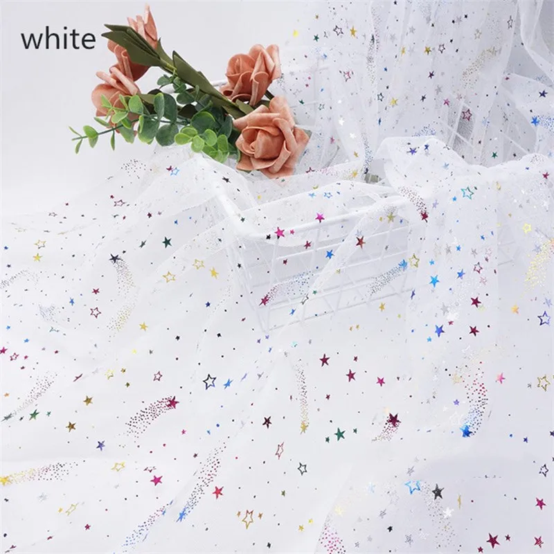white 1,6*1 м семицветный Метеор блесток фабричное кружево принцесса юбка свадебное платье вечерние украшения Рождественский Декор кружевная ткань - Цвет: white