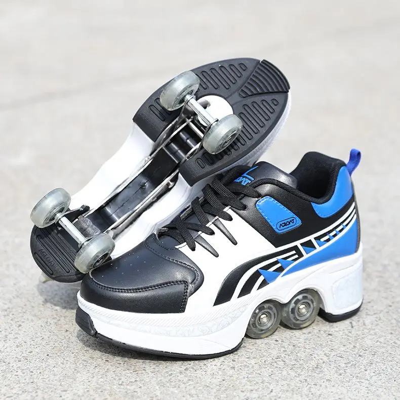 Roller Sneakers Men Wheels Roller Women Shoes Deformation Roller Shoes