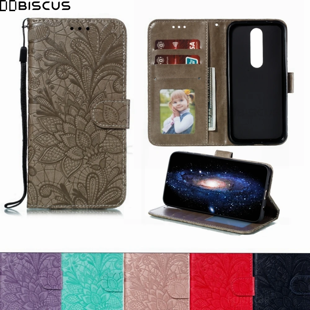Чехол для Nokia 2 3 4 6 7 1 5 9 8 Plus 2.4 3.4 X5 X6 X7 X71 с кружевным цветком откидной кошелек