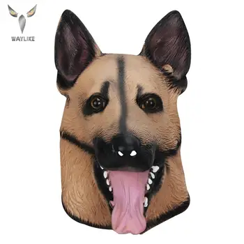 

Molezu Halloween Coffee Eagles Underdog Latex Mask Halloween Dog Head Mask German Shepherd Rubber Animal Mask