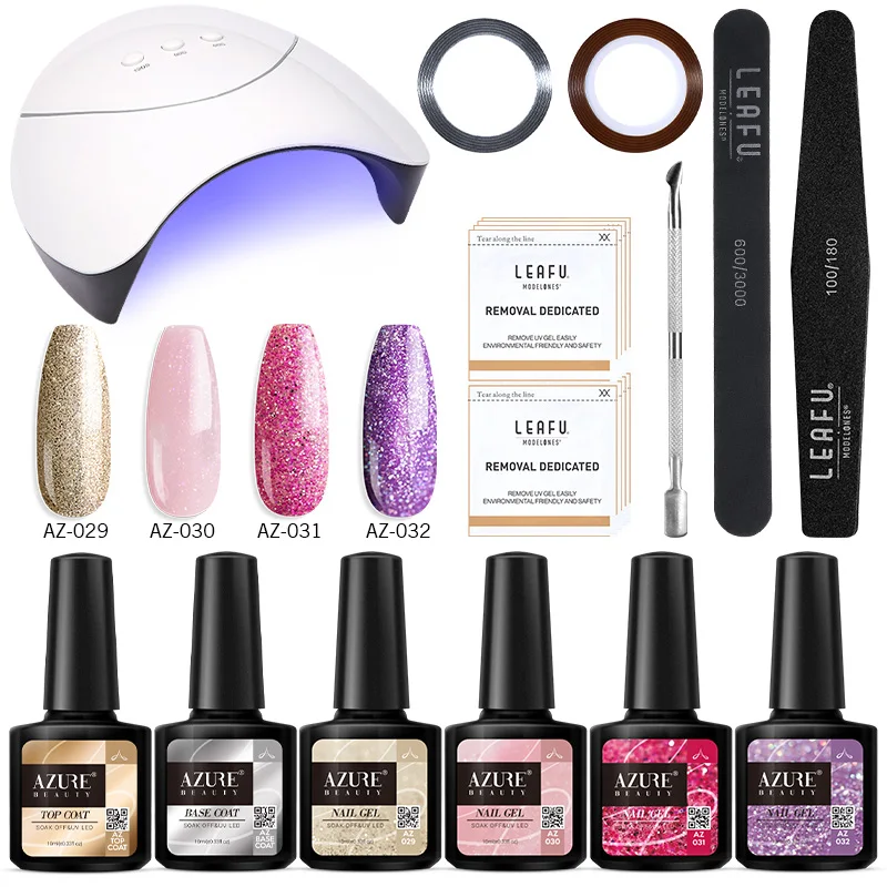Azure beauty, 12 шт./лот, 36 Вт, лампа для ногтей, аппарат для лечения, светодиодный Гель-лак, инструменты, маникюрный набор, долговечная основа, верхнее покрытие, Гель-лак для ногтей