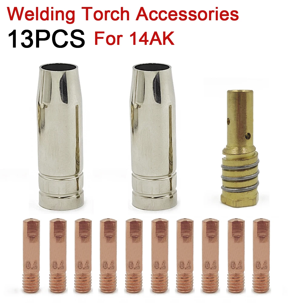 24pcs 15AK for Binzel Torch/Gun Consumables Electrode and Shield Cups and Link Rod Tips Goose Neck Bend for MIG Welding Machine miller welding helmet