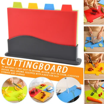 

4Pcs/set Cutting Board Non-slip PP Material Chopping Board Household Vegetable Fruit Board Cooking Tools JS22