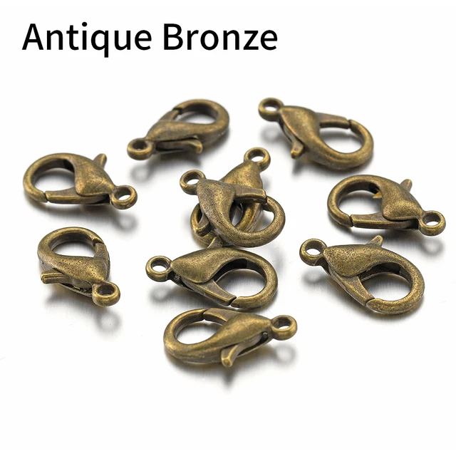 100pcs Lobster Clasps for Bracelets Necklaces DIY Hooks Chain Closure Accessories for Jewelry Making Findings Wholesale Antique Bronze