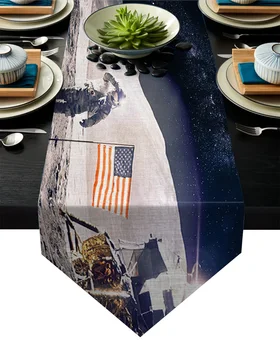 

Astronaut Space Moon Table Runner Table Flag Home Party Decorative Tablecloth Table Runners for Wedding