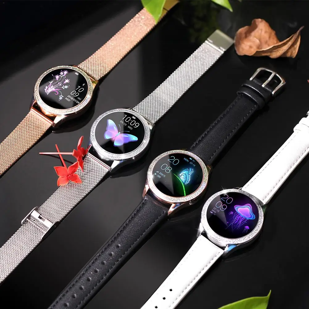 KW20 женские часы из нержавеющей стали, часы с монитором сердечного ритма, физиологическим напоминанием, фитнес-браслет для часов Android