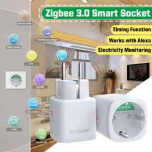 BlitzWolf BW-SHP13 3680W 16A EU Plug Zigbee 3.0 Smart WIFI Outlet Socket APP Controlador remoto Temporizador Smart Wifi Socket Outlet funciona con Alexa Soporte de Google Home Monitoreo de consumo de energía