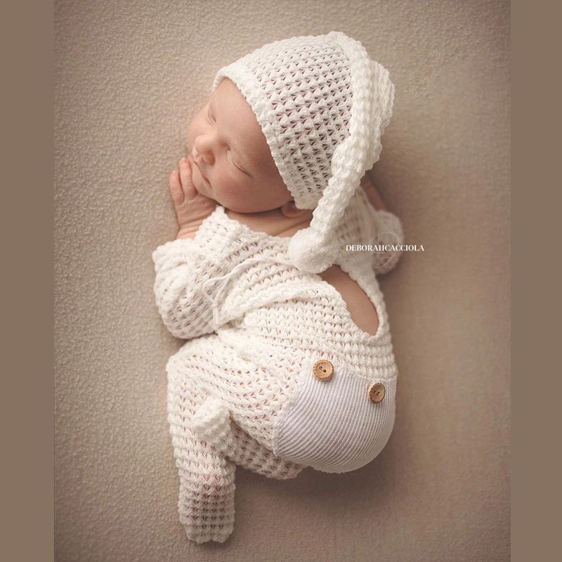 Newborn Photography Props Romper Set Hat bebe Reborn Accesorios De fotografia Baby Photo Studio Shoot Clothes Boy Outfit Costume
