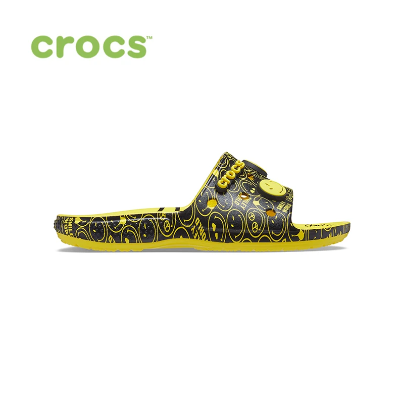 CROCS Classic Crocs Smiley Slide UNISEX - купить по выгодной цене |  AliExpress