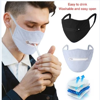 

3PCS маска Zipper Black Face Mask Cotton Breathable Women Men Anti-dust Sun Protection Cycling Mask