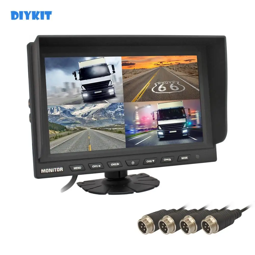 Автомобильный hd монитор DIYKIT 4 канала pin 9 &quot Сплит экрана цветной дисплей заднего