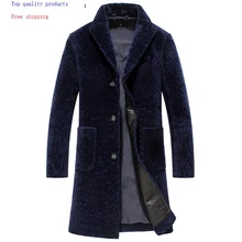 Новая куртка из короткой овечьей шерсти, Натуральная шерсть, меховое пальто, длинное осенне-зимнее пальто с натуральным мехом, ветровка, костюм с воротником 9961 KJ1461