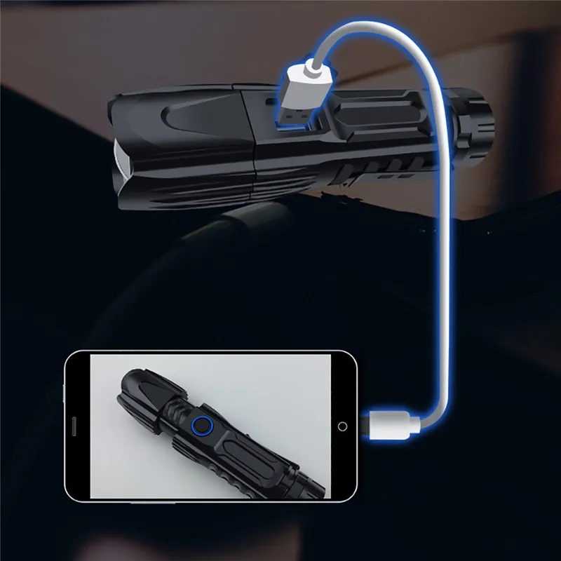 XHP90 LED Flashlight Zoomable USB Rechargeable 26650 Flashlight Torch 5 Modes linterna led recargable de alta potencia  #3N27 (4)