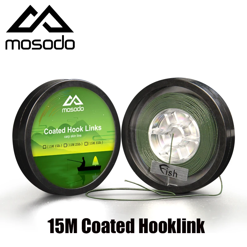 Mosodo для ловли карпа с покрытием Hooklink Зеленый 15 м крючок линия ссылка 15lb 25lb 35lb сильная тяга 8 нитей коса кожи линия провода Skinline