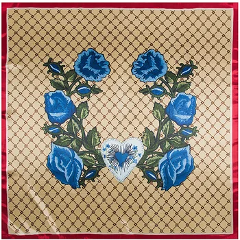 

90cm Big Size Silk Square Scarf Women Europe Brand High Quality love rose floral Imitated Silk Scarves Fashion Shawl Hijab