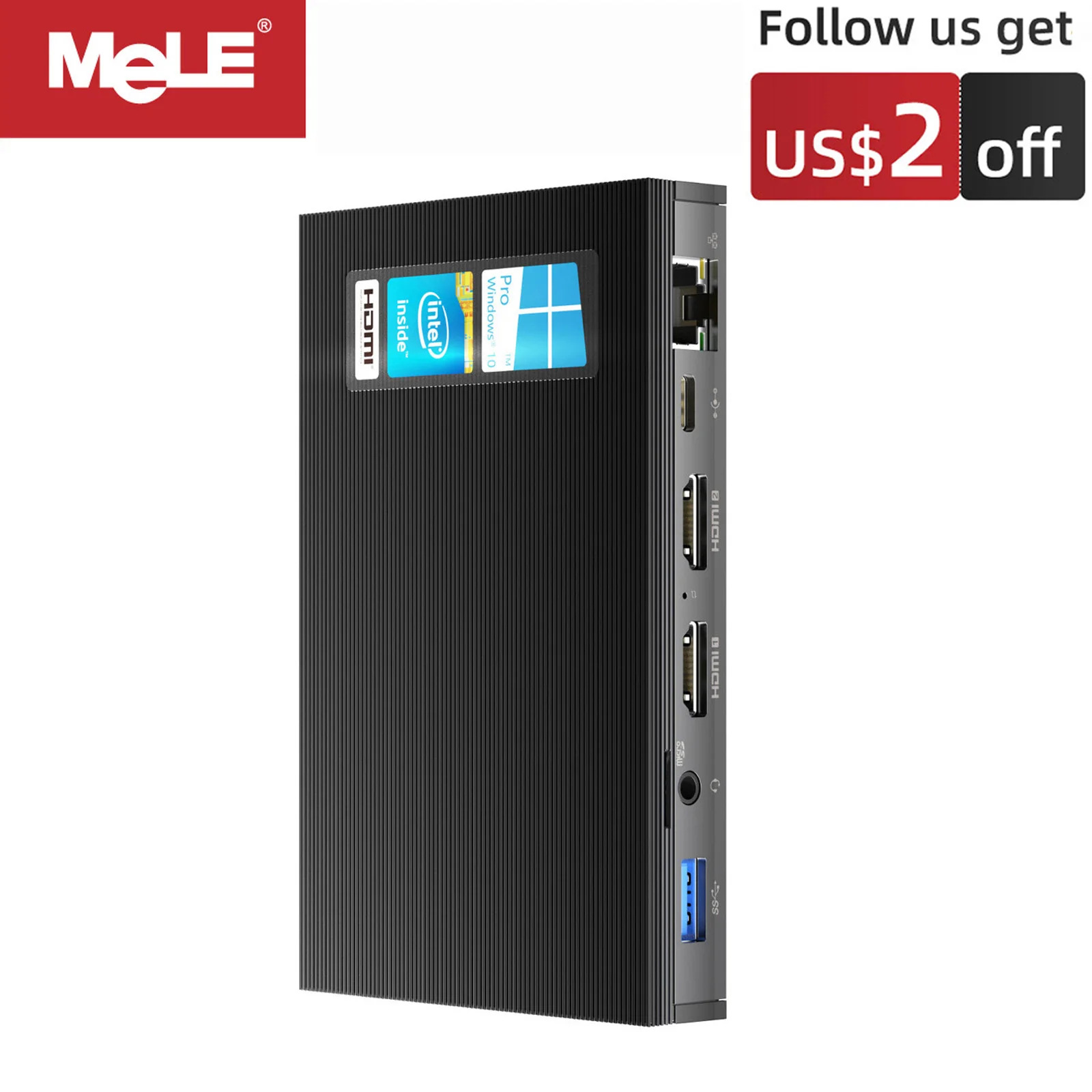 Карманный игровой мини-компьютер MeLE 4K Intel Celeron J4125 четырехъядерный 8 ГБ 128 Windows 10 Pro