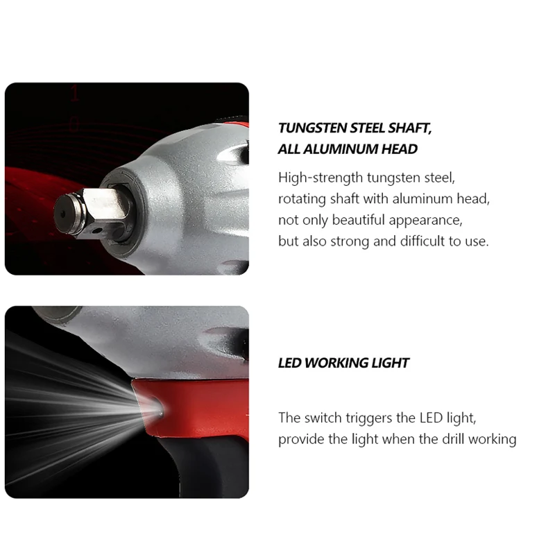  WOSAI 20V Brushless Electric Wrench Impact Wrench Socket Wrench 320N.m 4.0AH Li Battery Hand Drill 