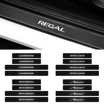

4pcs Carbon fiber Car logo Door Plate Scuff Protection Stickers for Buick Regal Lacrosse Encore Enclave envision Avenir
