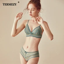 TERMEZY, сексуальный кружевной бюстгальтер с чашечками 3/4, комплекты для женщин, беспроводное нижнее белье в богемном стиле, комплект нижнего белья, милый кружевной бюстгальтер с вышивкой