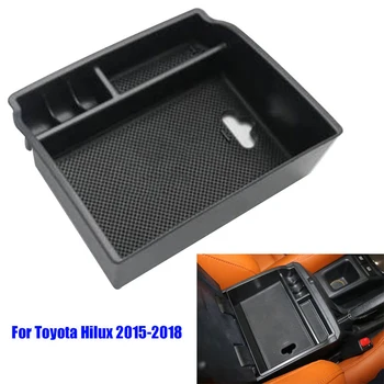 

Holder Case For TOYOTA HILUX REVO Armrest Glove Storage Box Black ABS Silicone Interior Console Organizer