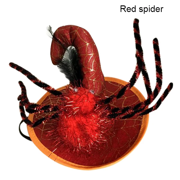 red spider Хэллоуин Волшебная Шляпа ведьмы Pet Wizard Spider cap для кошки собаки вечерние украшения OCT998 - Цвет: red spider