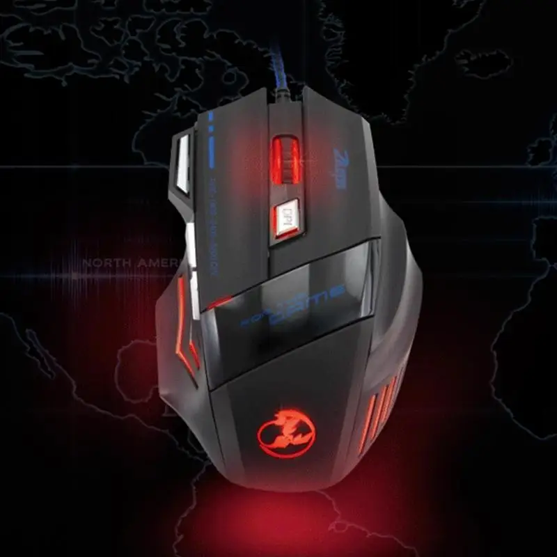 ZELOTES T-80 USB Проводная 5500 dpi Регулируемая оптическая игровая мышь с подсветкой