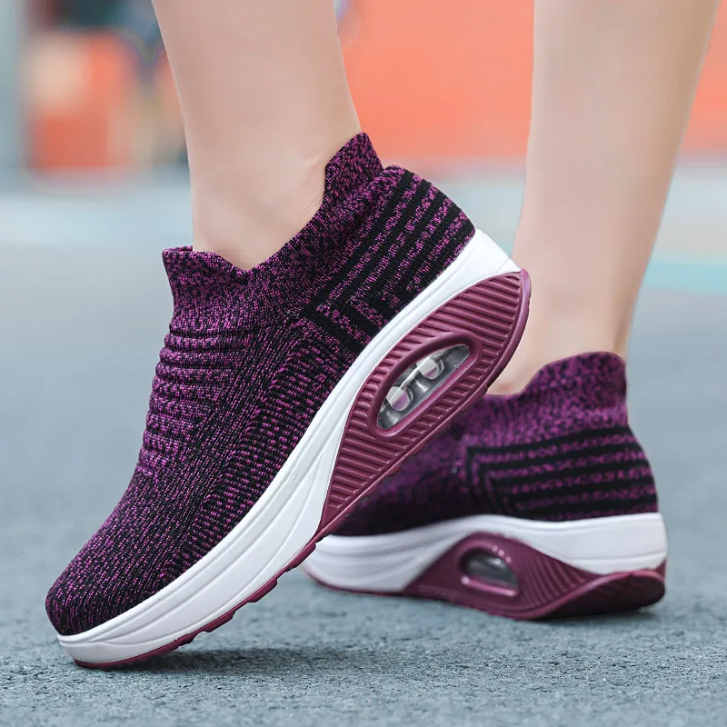 Fashion Slip On Walking Sock Shoes For Women 2021 Casual Breathable Platform Sneakers Lightweight Ladies Trainers Zapatos Mujer