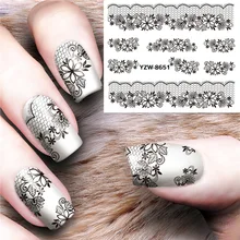 1 pièces ongle transfert d'eau autocollant Vintage fleurs motif Nail Art décorations curseur pour ongles manucure filigrane feuilles(China)