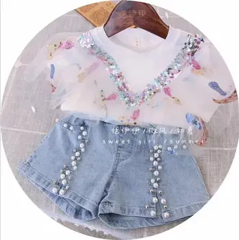 

2020 hot sale girls patchwork t-shirt short sleeve fashion summer girls top 3-8t F38